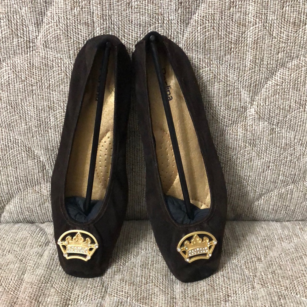 NEW PERLINA BROWN BALLETS FLATS SIZE 7 ROYAL LEATHER UPPER
